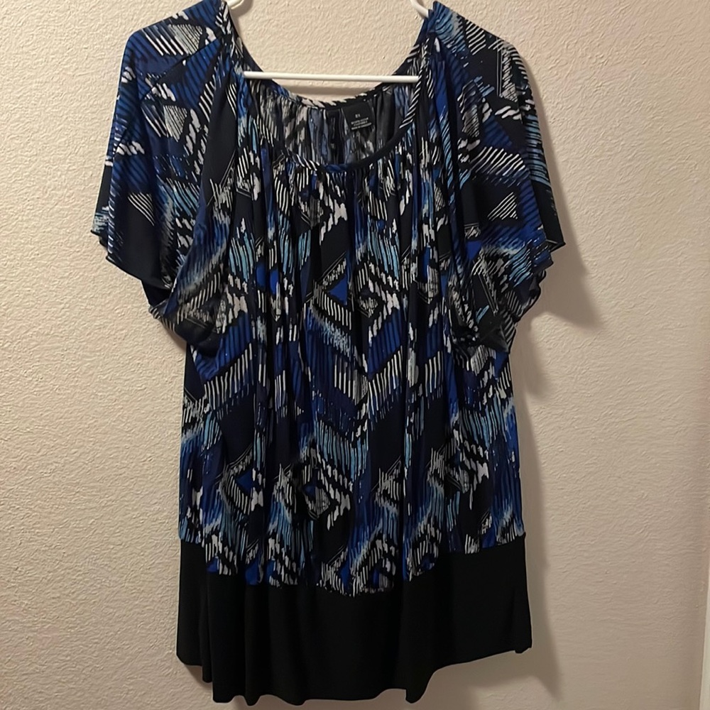 Blue and black blouse